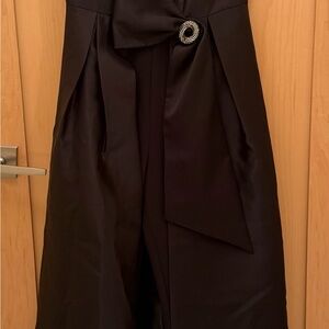 Kay Unger Black Satin Dress with Embellished Detail